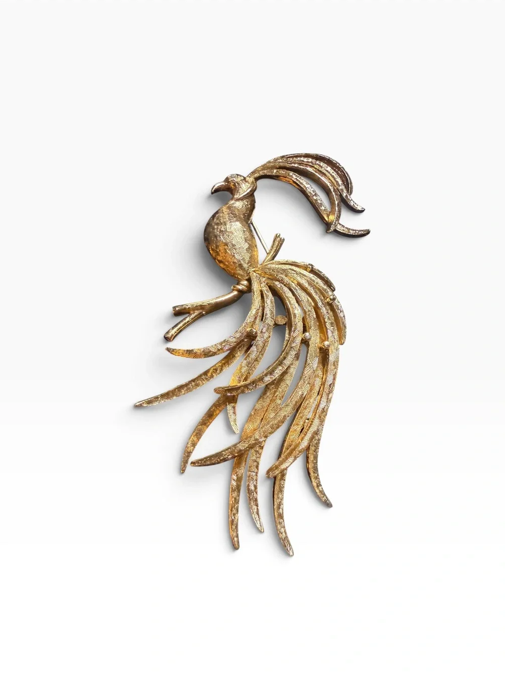 Vintage Avon 1969 Bird of Paradise Peacock Gold Tone Brooch Pin